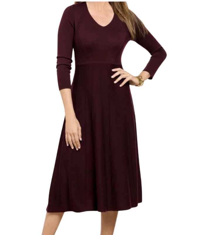 Merino Wool Pleated Sweater Dress